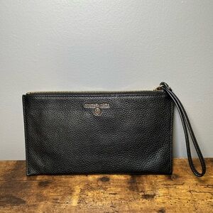 Michael Kors Black Pebbled Leather Wristlet Clutch